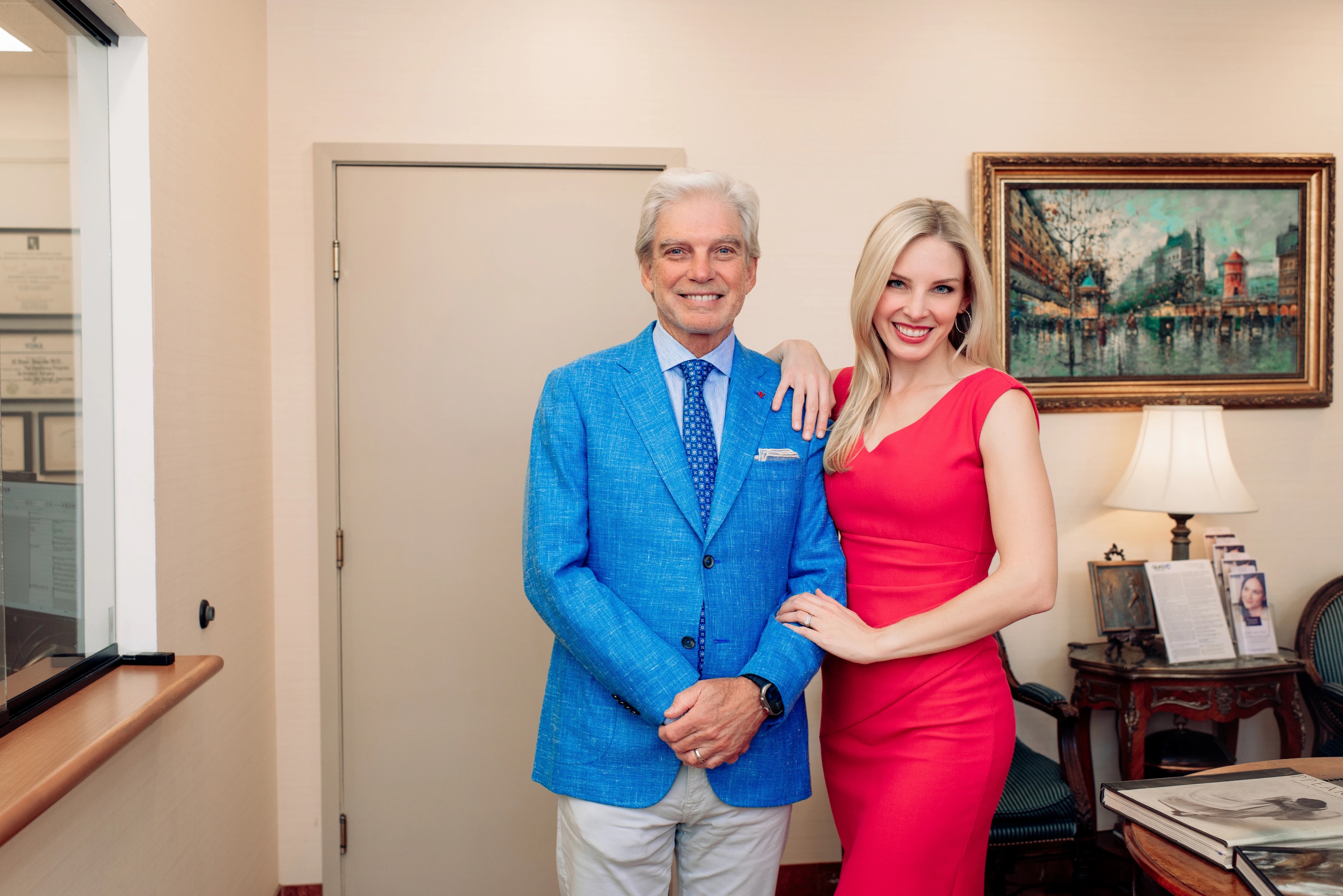 Noelle Fulford with her father, Dr. G. Hunt Neurohr — Clinic Lobby Entrance